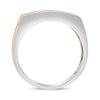 ESTATE .17CT DIAMOND 14KT ROSE GOLD MATTE & SHINY RECTANGULAR 6 STONE MENS RING