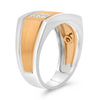 ESTATE .17CT DIAMOND 14KT ROSE GOLD MATTE & SHINY RECTANGULAR 6 STONE MENS RING