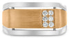 ESTATE .17CT DIAMOND 14KT ROSE GOLD MATTE & SHINY RECTANGULAR 6 STONE MENS RING