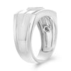 ESTATE .23CT DIAMOND 14K WHITE GOLD 3D CLASSIC OCTAGON NINE STONE FUN MEN'S RING