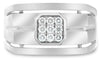 ESTATE .23CT DIAMOND 14K WHITE GOLD 3D CLASSIC OCTAGON NINE STONE FUN MEN'S RING