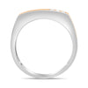 ESTATE .35CT DIAMOND 14KT 2 TONE GOLD 3D ROUND & BAGUETTE CLASSIC MEN'S RING