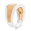 ESTATE .35CT DIAMOND 14KT 2 TONE GOLD 3D ROUND & BAGUETTE CLASSIC MEN'S RING