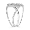 WIDE .49CT DIAMOND 14KT WHITE GOLD ROUND & BAGUETTE TRIPLE SQUARE FUN LOVE RING