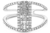 WIDE .49CT DIAMOND 14KT WHITE GOLD ROUND & BAGUETTE TRIPLE SQUARE FUN LOVE RING