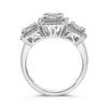 WIDE .81CT DIAMOND 14K WHITE GOLD ROUND & BAGUETTE PAST PRESENT FUTURE LOVE RING