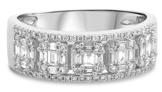 .53CT DIAMOND 14KT WHITE GOLD 3D ROUND & BAGUETTE MULTI SQUARE ANNIVERSARY RING