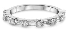 .69CT DIAMOND 14KT WHITE GOLD 3D ROUND & BAGUETTE SEMI ETERNITY ANNIVERSARY RING