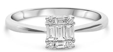 .23CT DIAMOND 14KT WHITE GOLD ROUND & BAGUETTE INVISIBLE SQUARE FRIENDSHIP RING