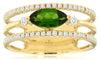 WIDE .91CT DIAMOND & AAA RUSSALITE 14KT YELLOW GOLD ROUND & MARQUISE 3 ROW RING