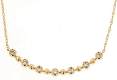 ESTATE .10CT DIAMOND 14KT YELLOW GOLD CLASSIC 7 STONE BY THE YARD LOVE NECKLACE