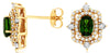 1.29CT DIAMOND & AAA RUSSALITE 14K YELLOW GOLD OVAL & ROUND FLOWER STUD EARRINGS