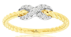 ESTATE .10CT DIAMOND 14KT 2 TONE GOLD 3D ROUND CRISS CROSS INFINITY LOVE RING