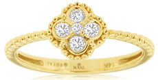 ESTATE .16CT DIAMOND 14KT YELLOW GOLD 3D ROUND CLASSIC FILIGREE LOVE RING