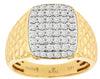 ESTATE LARGE 1.0CT DIAMOND 14KT YELLOW GOLD 3D PAVE SQUARE NUGGET MENS RING