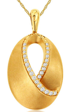 0.16CT DIAMOND 14KT YELLOW GOLD MATTE & SHINY INFINITY OVAL LOVE FLOATING PENDANT