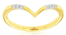 0.05CT DIAMOND 14KT YELLOW GOLD 3D ROUND 6 STONE V SHAPE WEDDING ANNIVERSARY RING