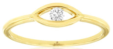 ESTATE .09CT DIAMOND 14K YELLOW GOLD 3D ROUND SOLITAIRE MARQUISE SHAPE LOVE RING