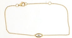 ESTATE .08CT DIAMOND 14KT YELLOW GOLD 3D ROUND SOLITAIRE MARQUISE SHAPE BRACELET