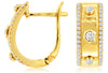 WIDE .31CT DIAMOND 14K YELLOW GOLD 3D ROUND PAST PRESENT FUTURE HANGING EARRINGS