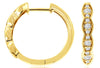 0.22CT DIAMOND 14KT YELLOW GOLD PAST PRESENT FUTURE HUGGIE HOOP HANGING EARRINGS