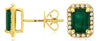 2.20CT DIAMOND & AAA EMERALD 14KT YELLOW GOLD SQUARE OCTAGON HALO STUD EARRINGS