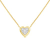 ESTATE .11CT DIAMOND 14KT YELLOW GOLD 3D CLASSIC PAVE HEART CUFF LOVE NECKLACE