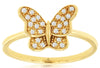 ESTATE .13CT DIAMOND 14KT YELLOW GOLD 3D ROUND CLASSIC BUTTERFLY LOVE RING