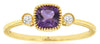 0.56CT DIAMOND & AAA AMETHYST 14KT YELLOW GOLD CUSHION & ROUND FILIGREE LOVE RING