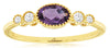 0.54CT DIAMOND & AAA AMETHYST 14KT YELLOW GOLD OVAL & ROUND FILIGREE 5 STONE RING