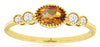 0.49CT DIAMOND & AAA CITRINE 14KT YELLOW GOLD OVAL & ROUND FILIGREE 5 STONE RING
