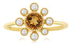 ESTATE .64CT DIAMOND & AAA CITRINE 14KT YELLOW GOLD 3D FILIGREE FLOWER LOVE RING