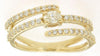ESTATE .58CT DIAMOND 14KT YELLOW GOLD CRISS CROSS ROUND & OVAL FRIENDSHIP RING