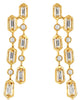 0.40CT DIAMOND 14K YELLOW GOLD ROUND & BAGUETTE 2 ROW HEXAGON CHANDELIER EARRINGS