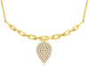 ESTATE .35CT DIAMOND 14KT YELLOW GOLD CLUSTER TEAR DROP MULTI LINK LOVE NECKLACE
