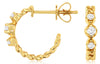 0.17CT DIAMOND 14K YELLOW GOLD 3D ROUND PAST PRESENT FUTURE HOOP HANGING EARRINGS