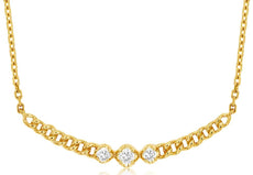 ESTATE .11CT DIAMOND 14KT YELLOW GOLD PAST PRESENT FUTURE LINK BAR LOVE NECKLACE