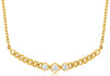 ESTATE .11CT DIAMOND 14KT YELLOW GOLD PAST PRESENT FUTURE LINK BAR LOVE NECKLACE
