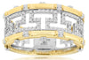 ESTATE .60CT DIAMOND 14K 2 TONE GOLD ROUND & PRINCESS GREEK KEY ANNIVERSARY RING