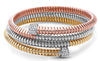 LARGE .50CT DIAMOND 18KT TRI COLOR GOLD FLEXIBLE SNAKE FUN CUFF BANGLE BRACELET