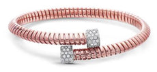 .50CT DIAMOND 18KT WHITE & ROSE GOLD FLEXIBLE CRISS CROSS SNAKE BANGLE BRACELE