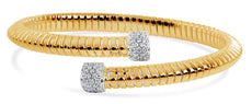 .50CT DIAMOND 18K 2 TONE GOLD CLUSTER CRISS CROSS SNAKE FLEXIBLE BANGLE BRACELET