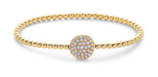 .60CT DIAMOND 18K YELLOW GOLD CIRCULAR PAVE FLEXIBLE BEADED LOVE BANGLE BRACELET