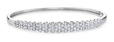2.47CT DIAMOND 18KT WHITE GOLD MULTI FLOWER SEMI ETERNITY LOVE BANGLE BRACELET