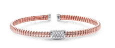 .30CT DIAMOND 18KT WHITE & ROSE GOLD SQUARE SNAKE FLEXIBLE FUN BANGLE BRACELET