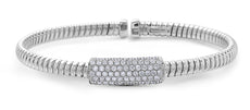 .65CT DIAMOND 18KT WHITE GOLD 3D RECTANGULAR SNAKE FLEXIBLE FUN BANGLE BRACELET
