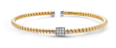 ESTATE .15CT DIAMOND 18KT 2 TONE GOLD 3D FLEXIBLE SNAKE FUN BANGLE BRACELET