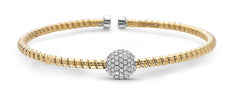 .40CT DIAMOND 18K 2 TONE GOLD CIRCULAR DOME SHAPE SNAKE FLEXIBLE BANGLE BRACELET