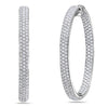 LARGE 6.19CT DIAMOND 18KT WHITE GOLD 3D 3 ROW INSIDE OUT HOOP HANGING EARRINGS
