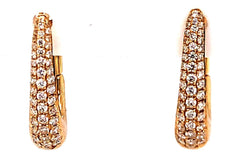 ESTATE .41CT DIAMOND 18KT YELLOW GOLD 3D 3 ROW GRADUATING OVAL HUGGIE EARRINGS